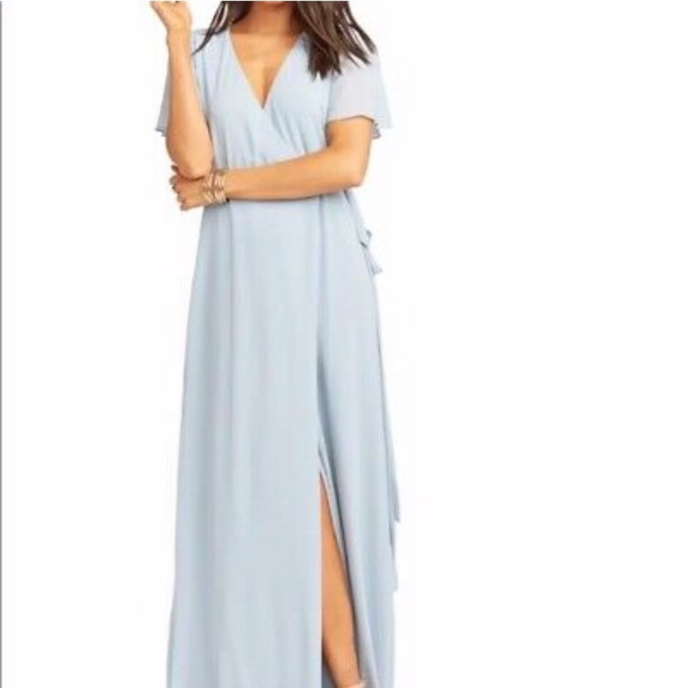 Show Me your Mumu Blue Noelle Flutter Wrap Dress